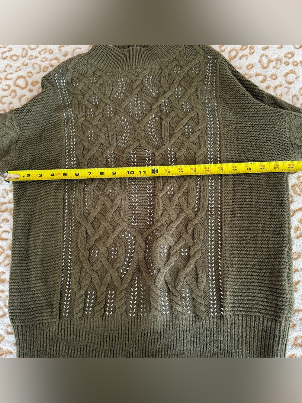 NWT White House Black Market Wool
Olive Green Embellished Cable Size: XL - Picture 6 of 8